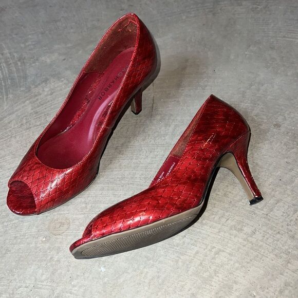 Sag Harbor Regina Style Red/Maroon Faux Reptile Fl07-5-1 Heel Size 7.5 - Picture 6 of 15